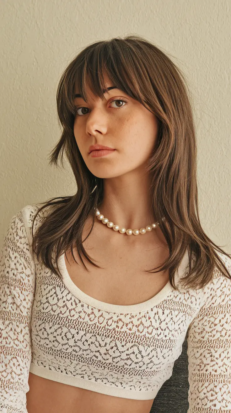 cute fall hairstyles Textured Shag with Bangs