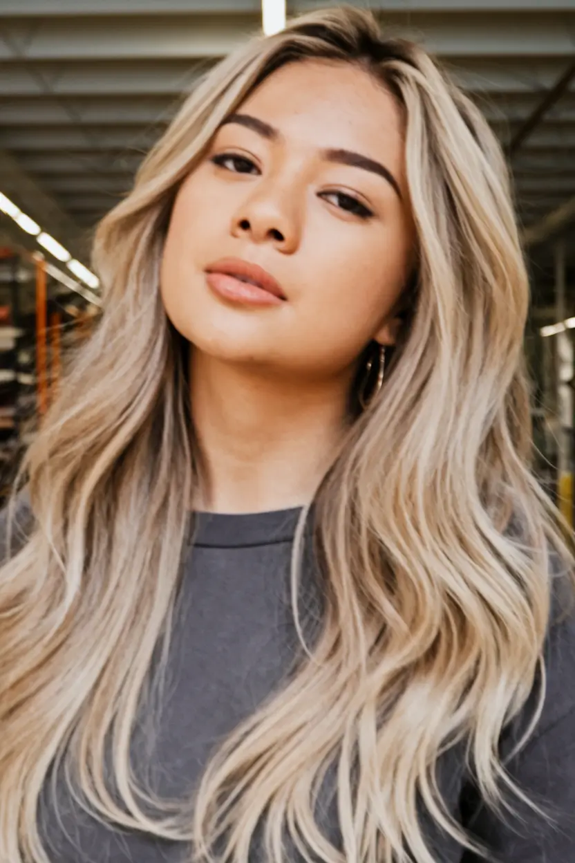 cute fall hairstyles Loose Blonde Waves with Soft Dimension