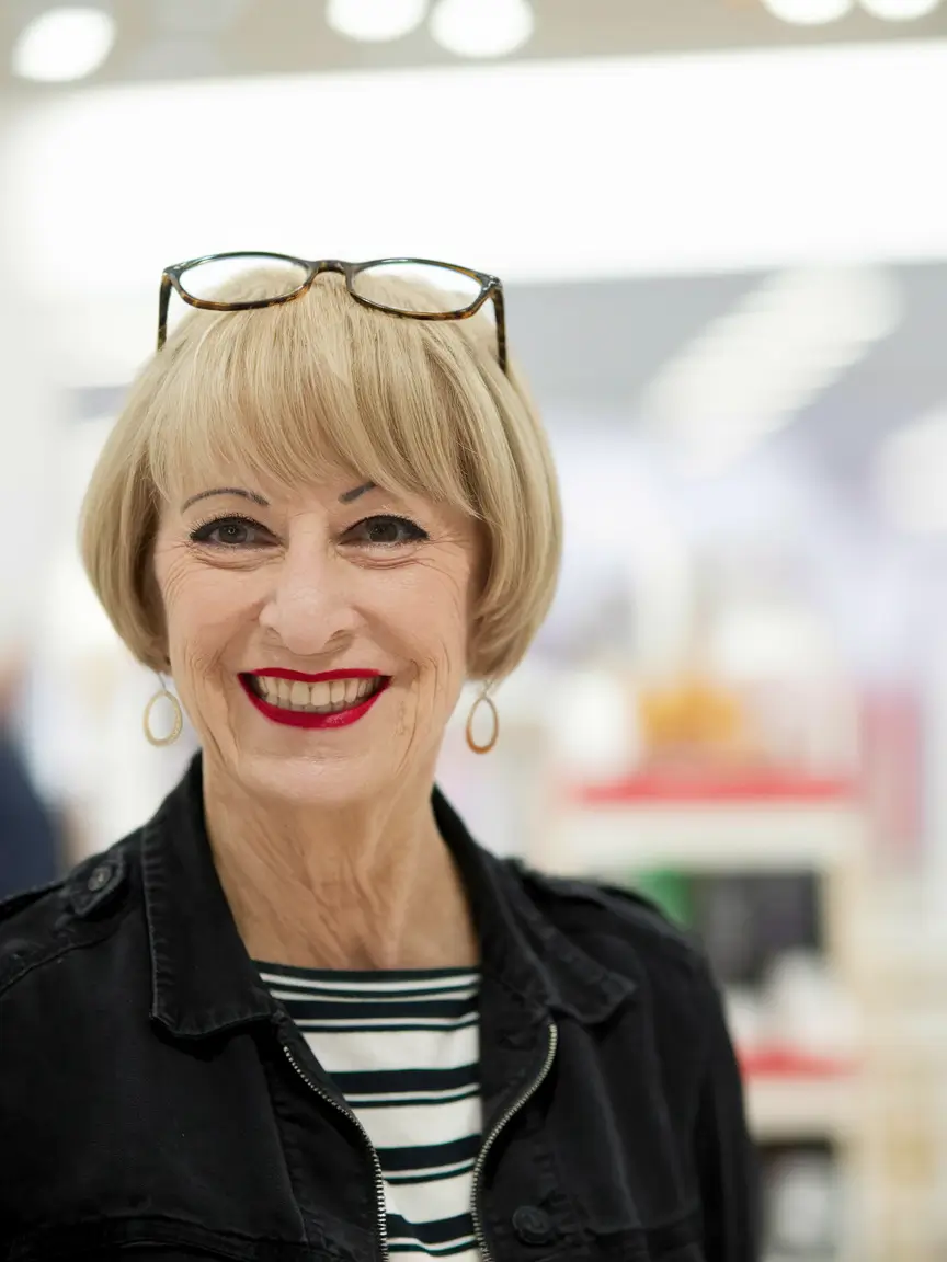 Elegant Fall hairstyles for Women Over 60 in 2025 – Rounded Bob with Full Fringe and Paris-Stripe Ease