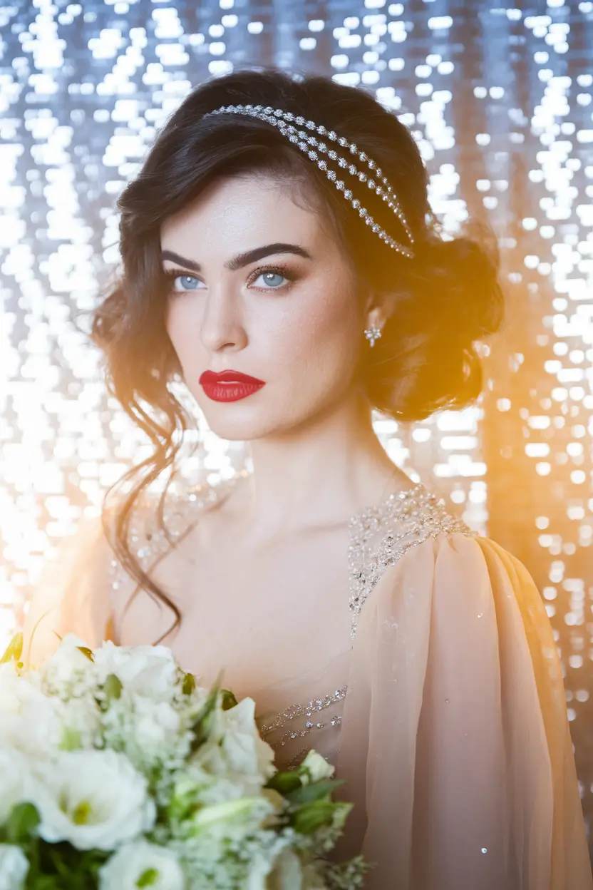 fall-wedding-hairstyles-guest-short-Vintage-Waves-with-Bejeweled-Headband