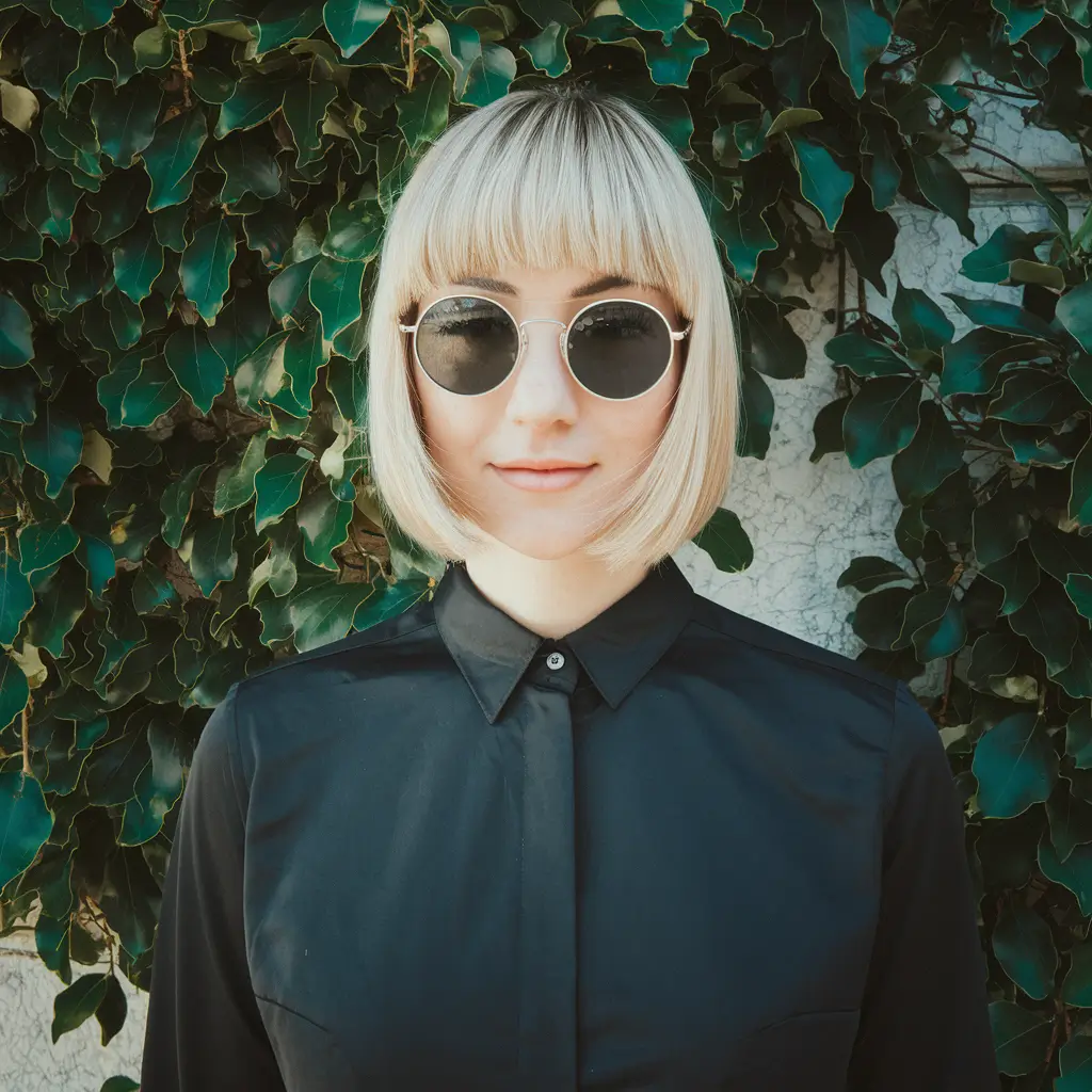 short hairstyle fall 2025 Blunt Blonde Bob with Retro Polish