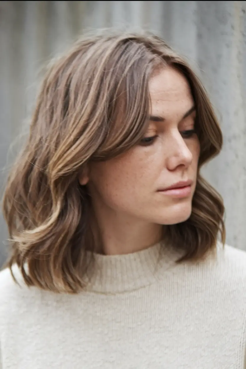 short layered bob hairstyles round faces Rooty Blonde Soft Waves