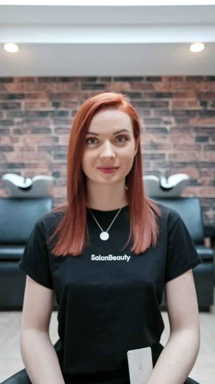 short hairstyles for round faces Salon-Finished Precision Red Bob