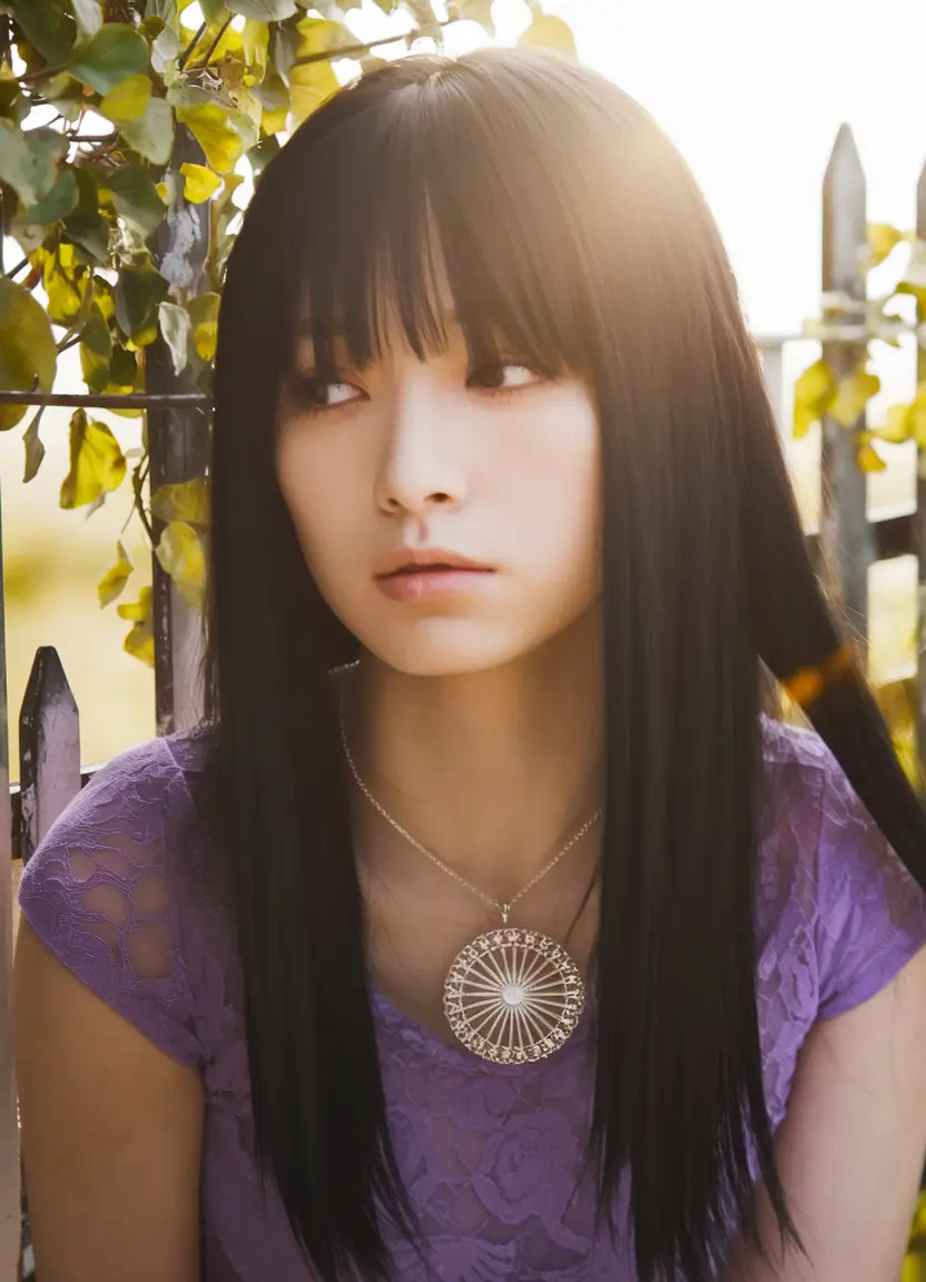 long hairstyles for round faces Inky Black Layers with Structured Bangs