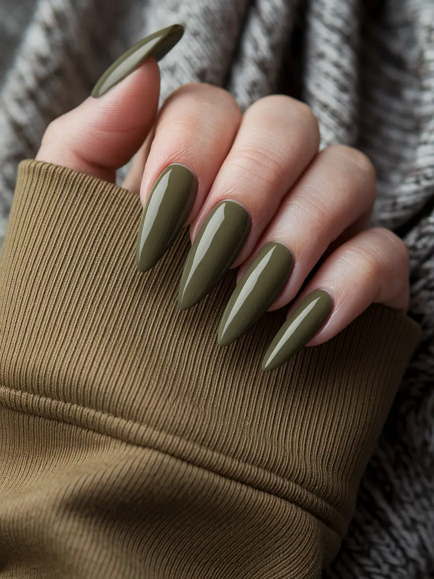 Fall 2025 Nail Color Ideas for Women Over 50 – Modern Moss Solid