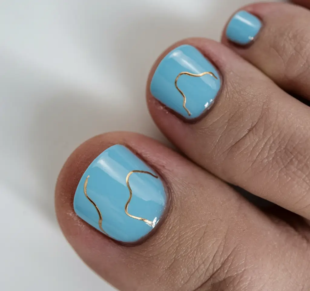 fall pedicure colors 2025 Blue Sky Luxe Lines