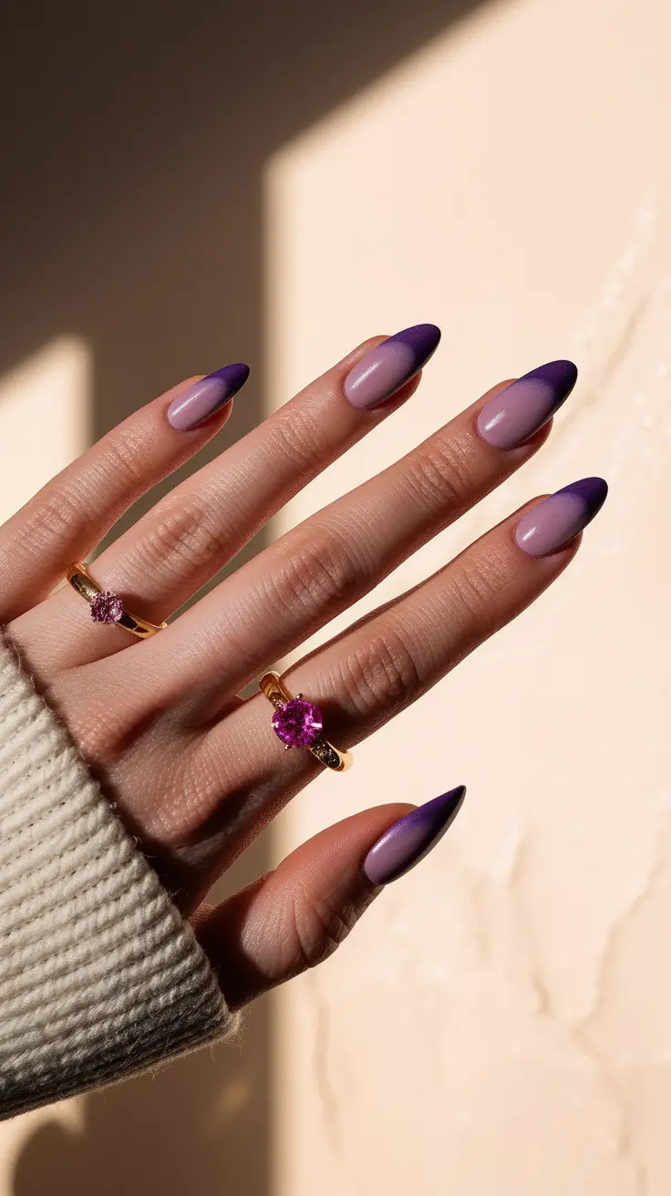 fall acrylic nails french tip Plum Fade Dreams
