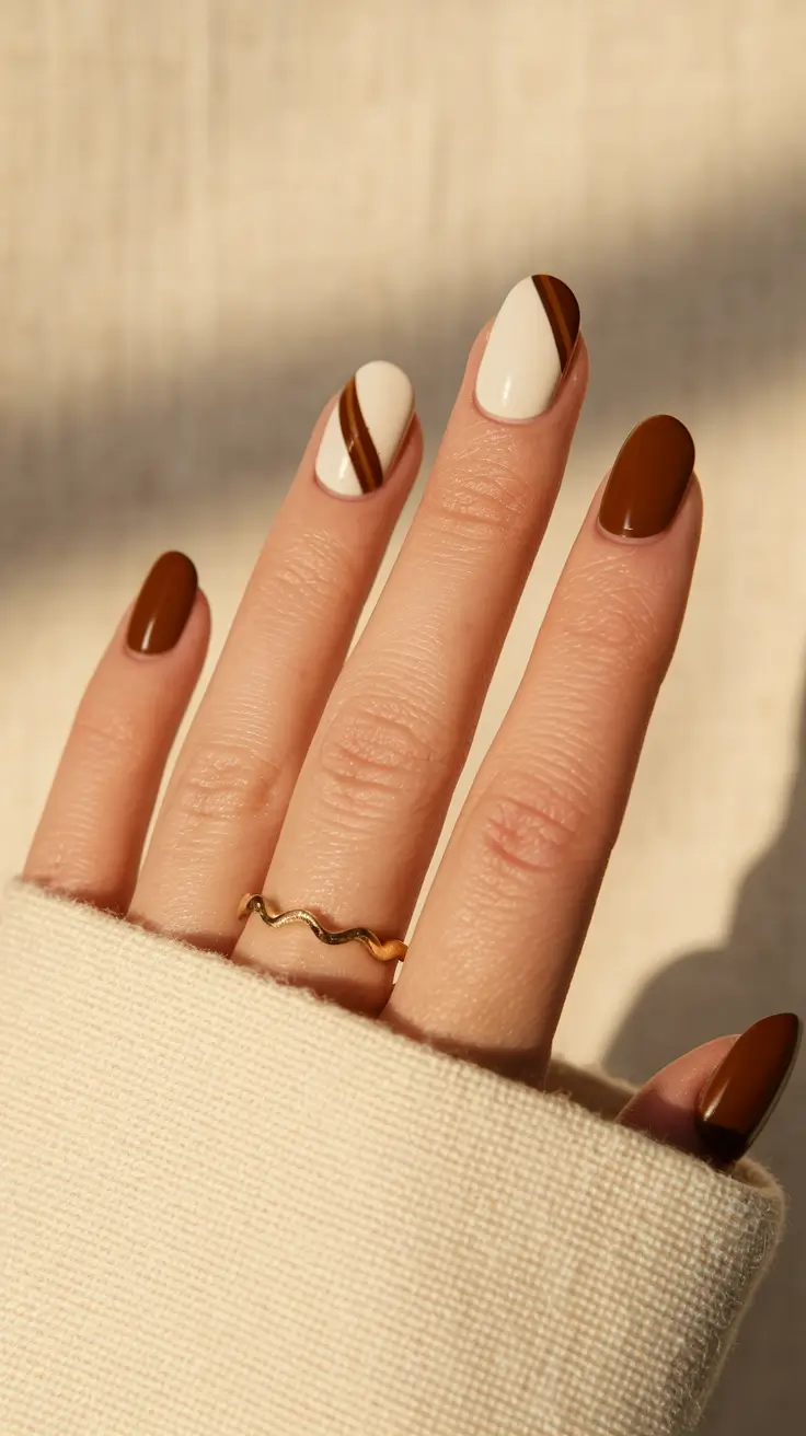 fall acrylic nails autumn coffin Espresso Meets Cream: The Fall Latte Manicure