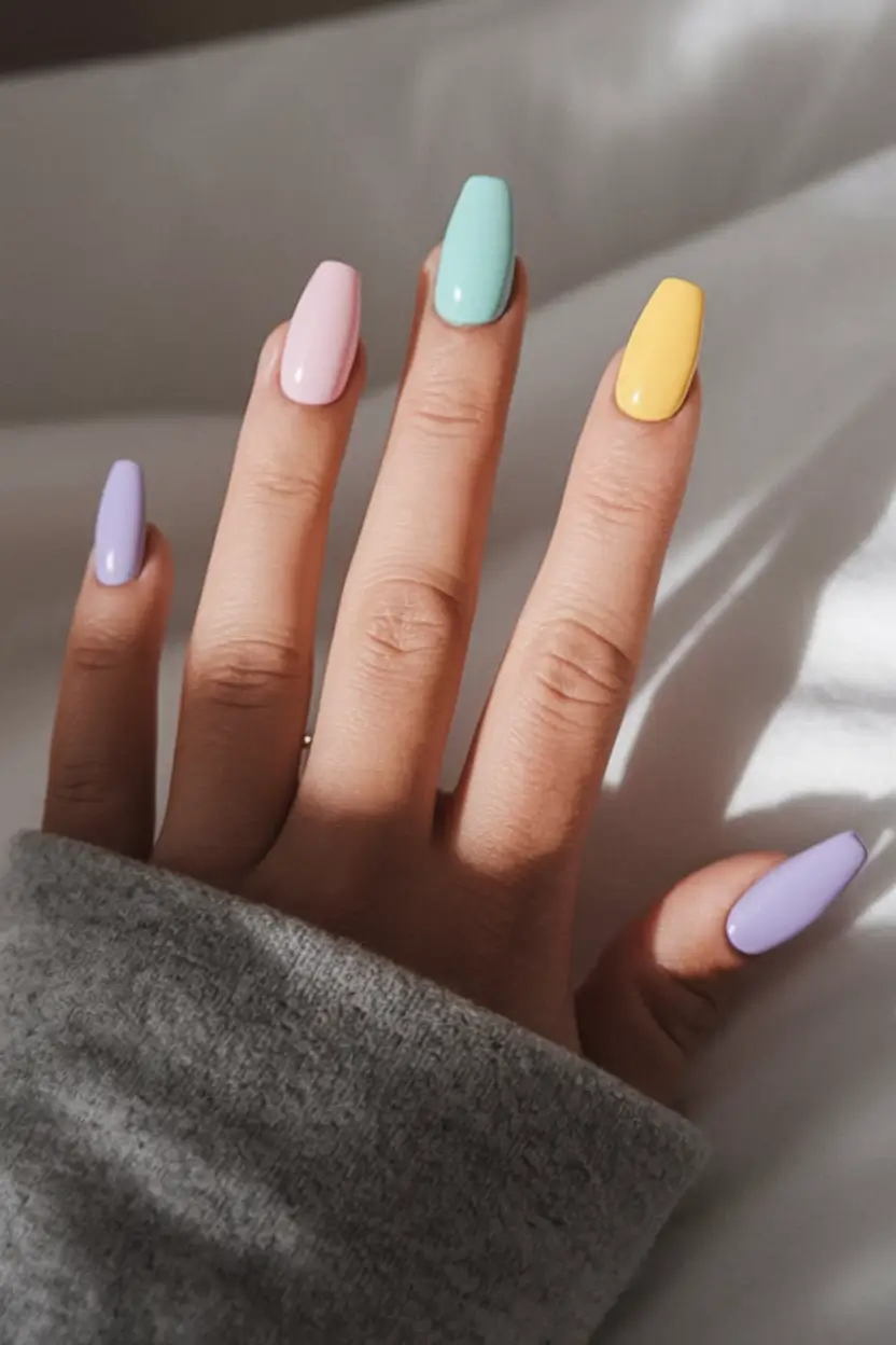 Fall ballerina nails 2025 – Soft Pastel Mix for Fall Transition