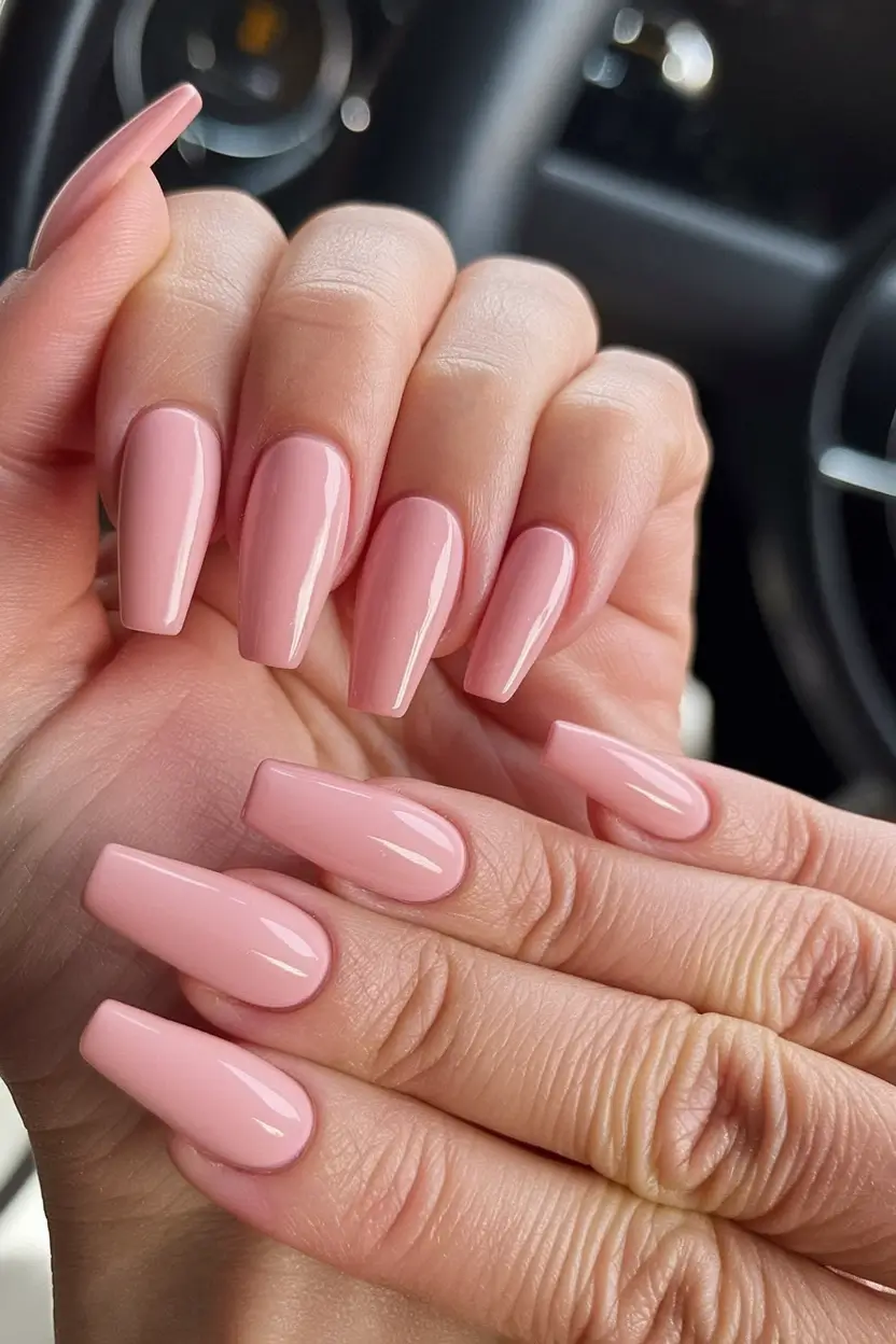 Fall ballerina nails 2025 – Soft Blush Nude