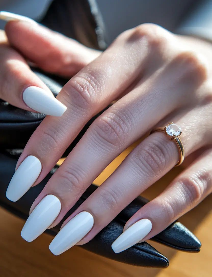 Fall ballerina nails 2025 – Crisp Winter White