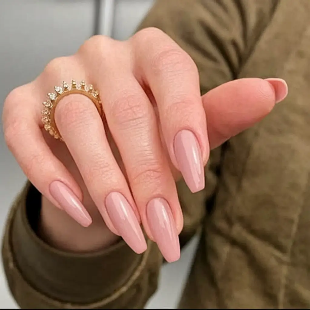 Fall ballerina nails 2025 – Soft Nude Elegance