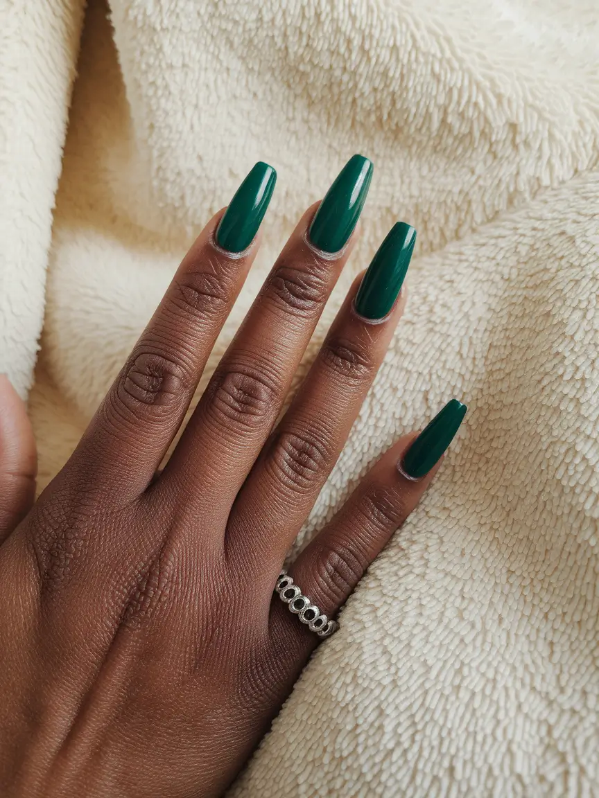 fall nail colors for brown skin Emerald City Coffin Green