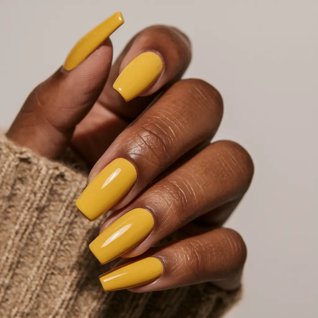 fall nail colors for brown skin tone Mustard Gold for Cozy Confidence
