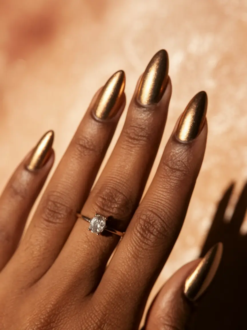 fall nail colors for brown skin tone Metallic Copper Flame