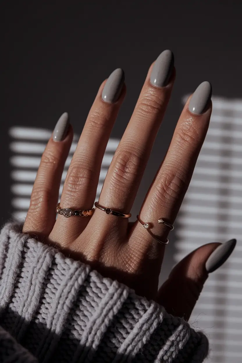 fall nail colors for brown skin Stormy Grey with a Touch of Mystery