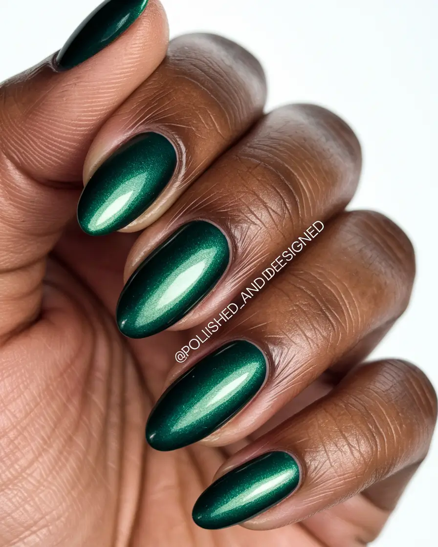 fall nail colors dark skin Emerald Chrome Elegance