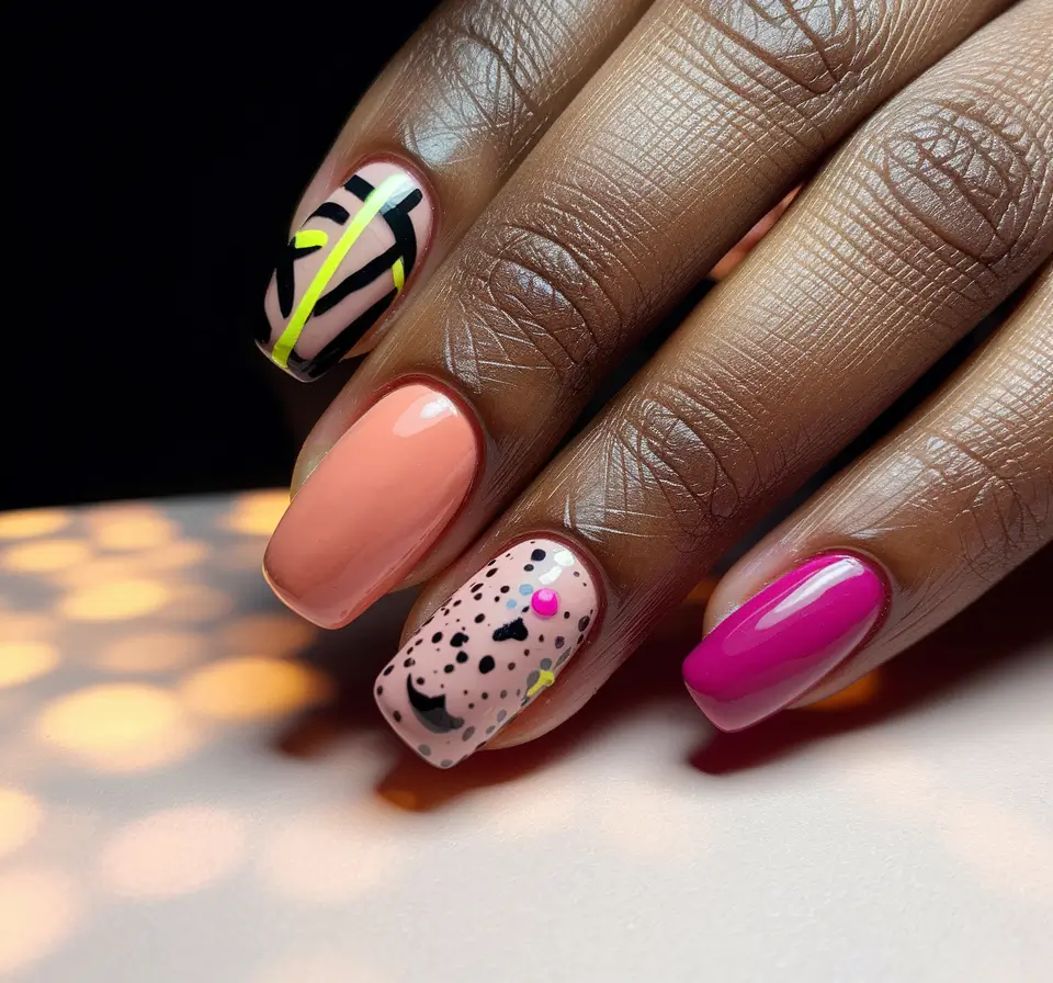 fall nail colors dark skin Abstract Neon Meets Autumn Pop