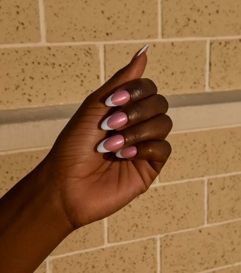 fall nail colors dark skin Pink Champagne French Curve
