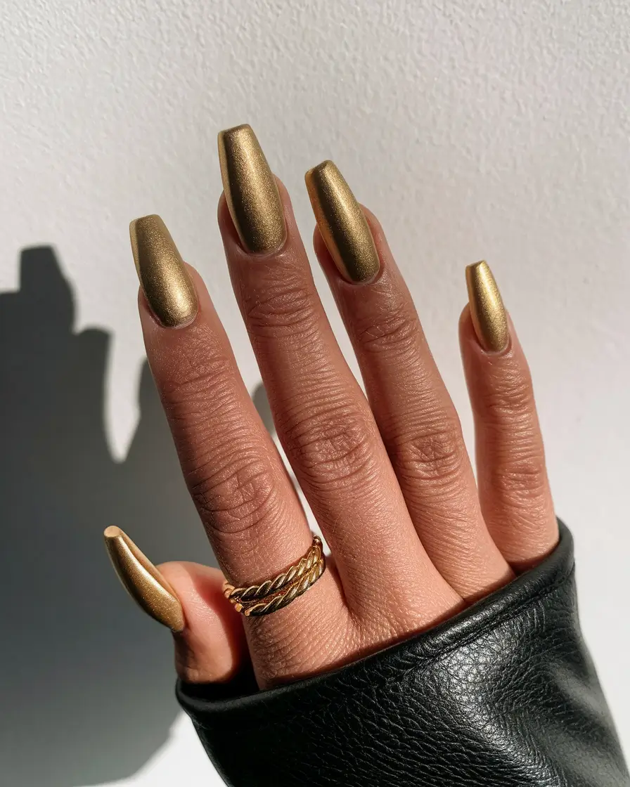 fall nail colors dark skin Molten Gold Chrome