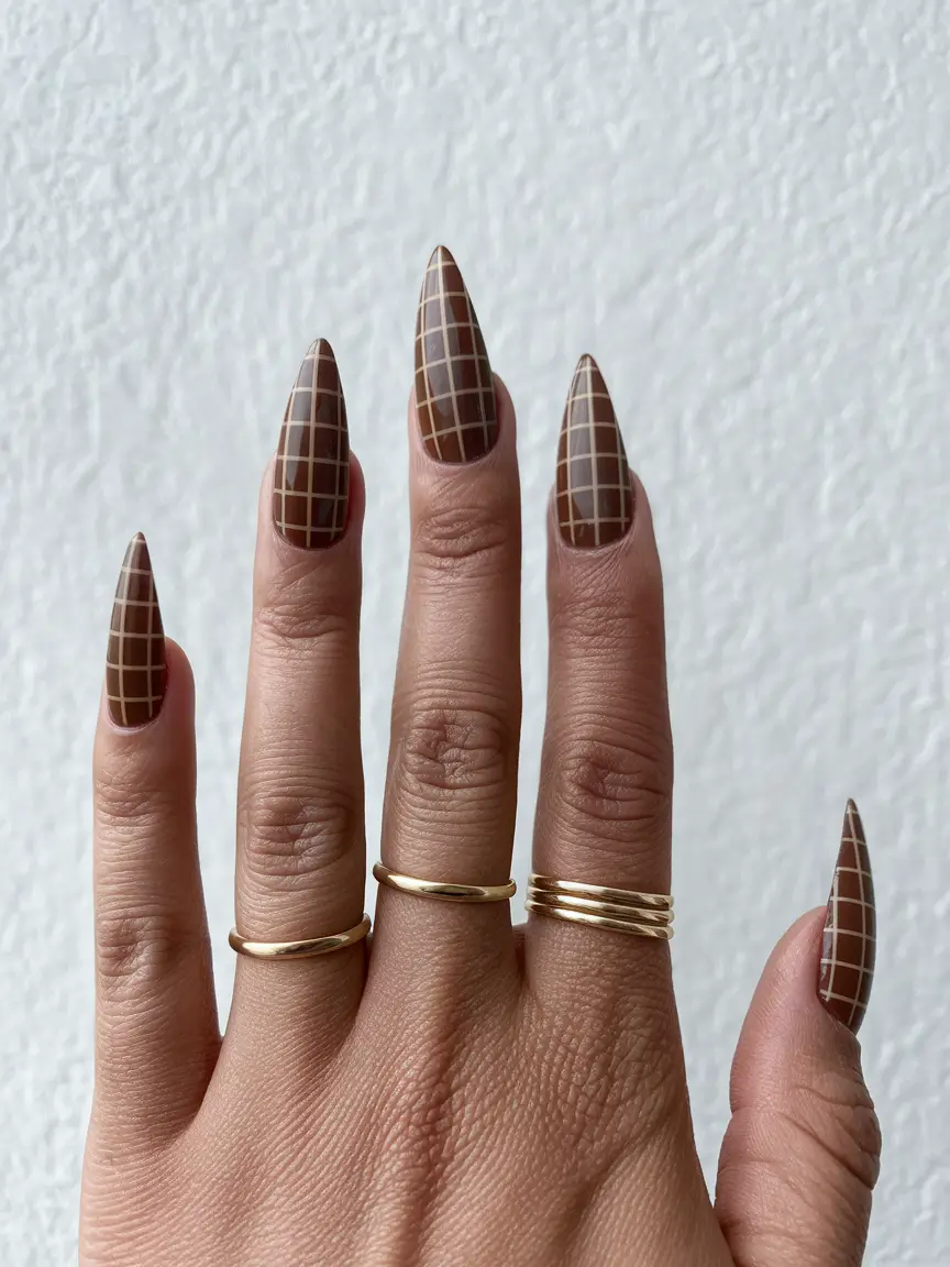fall nail colors dark skin Matte Mocha Grid