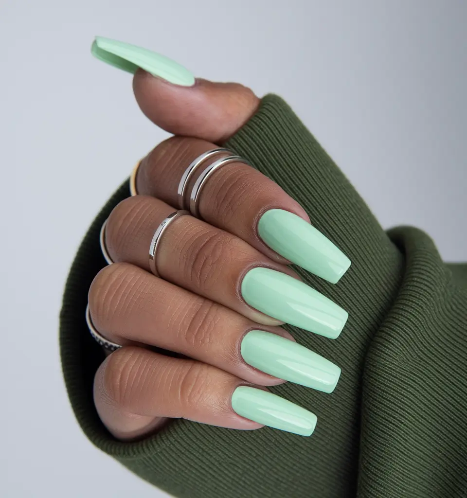 fall nail colors dark skin Frosted Mint Revival