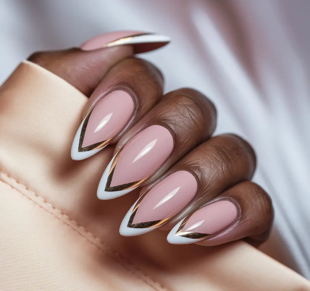 fall nail colors dark skin Modern French With Luxe Arrows