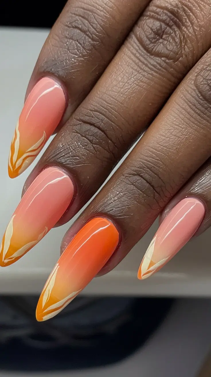fall nail colors dark skin Sunset Flame Gradient