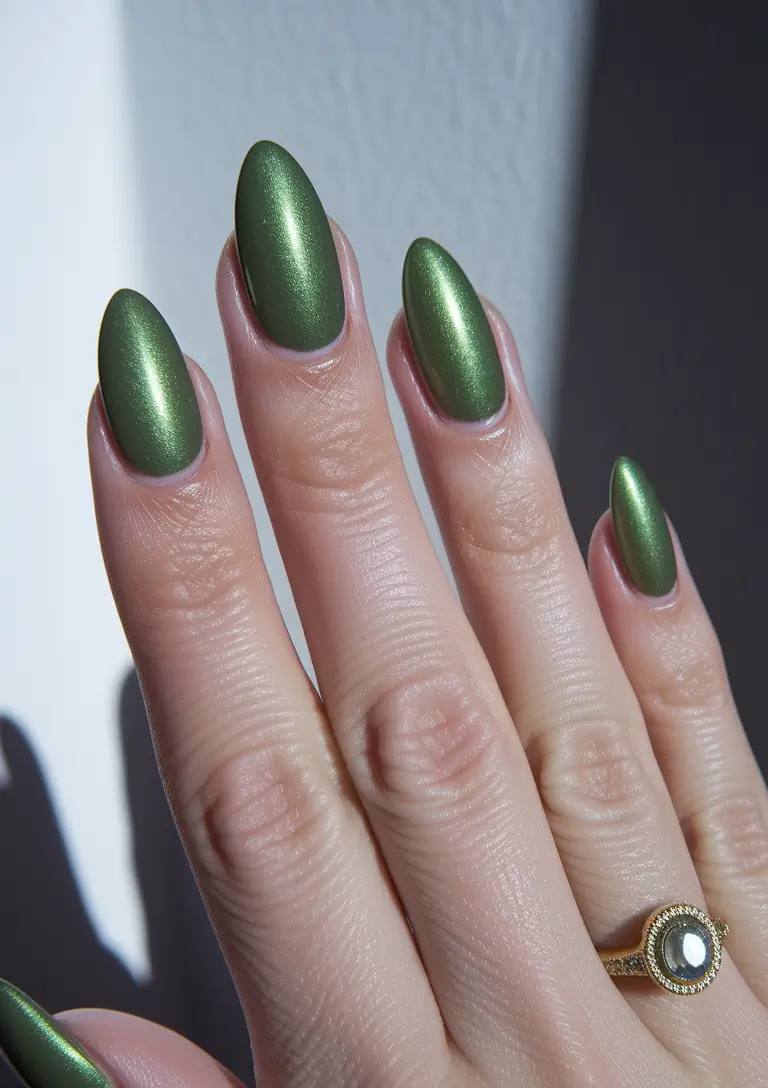 fall nail colors fair skin Metallic Sage: Soft Armor