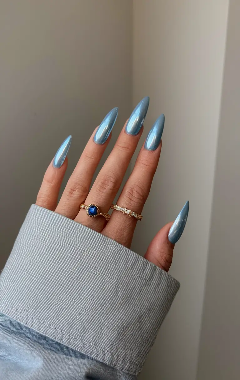 fall nail colors fair skin Icy Sky Blue: Cold Weather Coolness