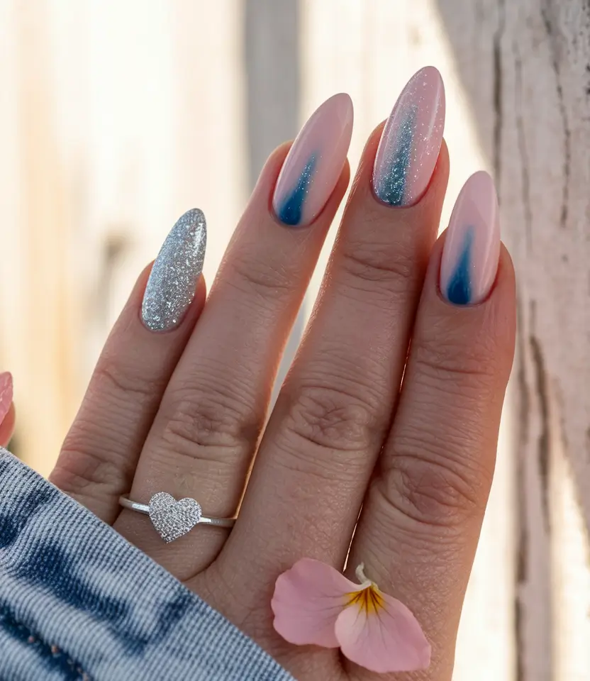 fall nail colors fair skin Frosted Petal & Glacier Tips: Soft Meets Sparkle