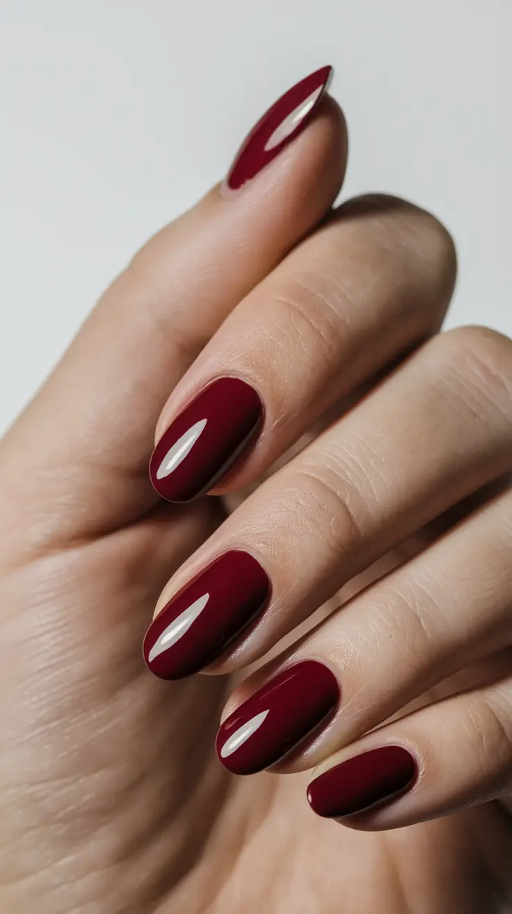 fall nail colors fair skin Deep Merlot Elegance: Sophistication in a Bottle