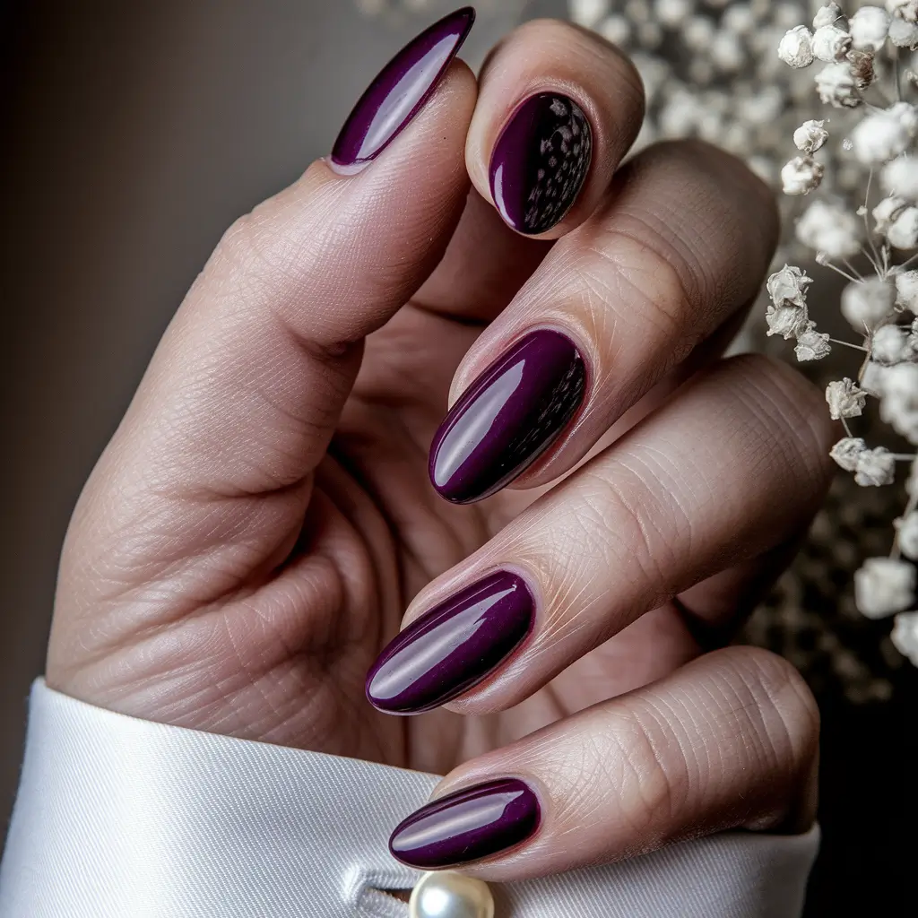 fall nail colors medium skin Glossy Berry Wine for Deep Autumn Moods