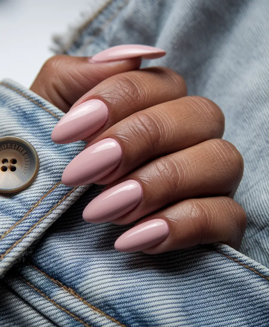 fall nail colors medium skin Classic Rosy Nude Almonds for Everyday Elegance