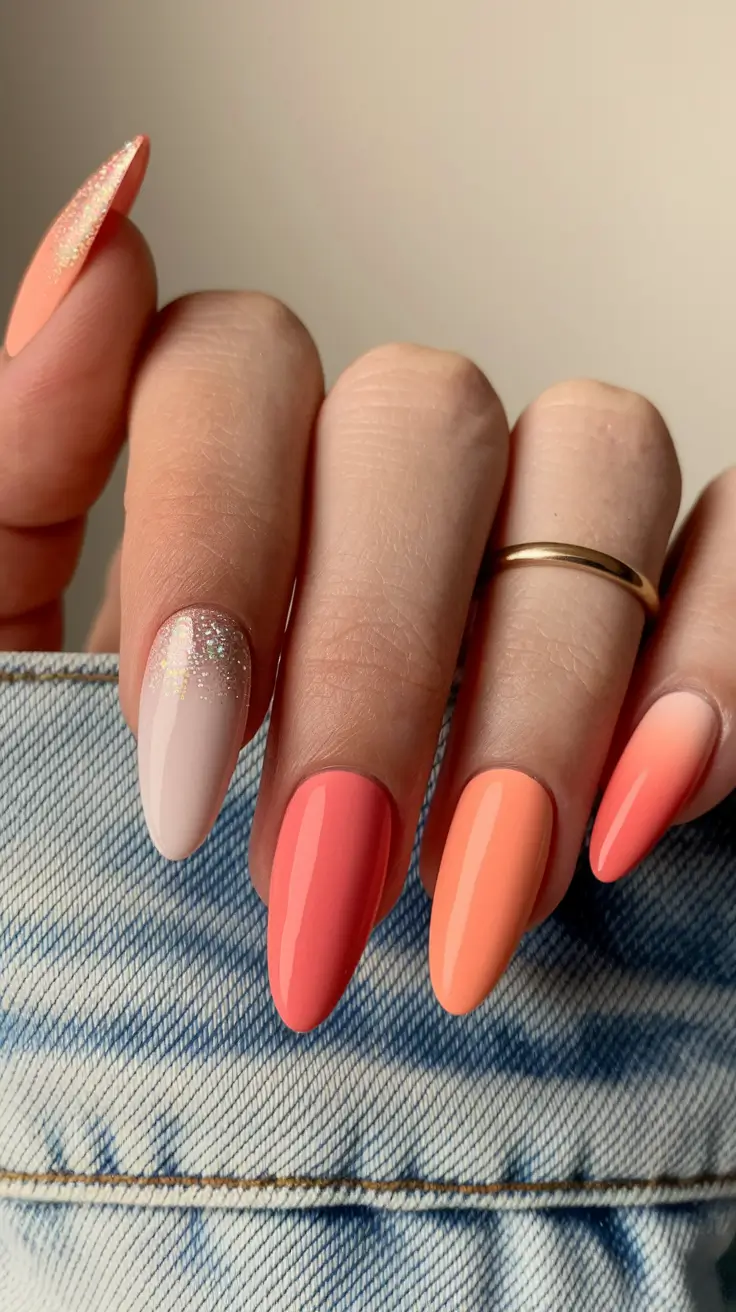 fall inspo nails 2025 sunset citrus mix