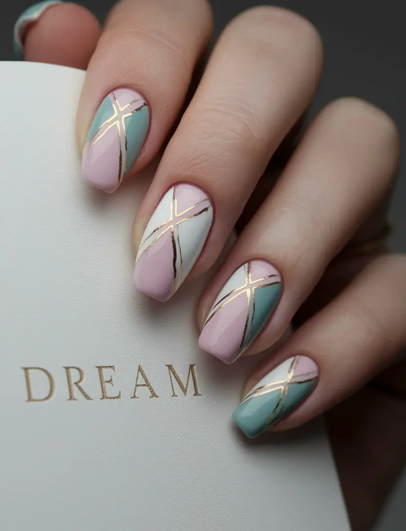 fall inspo nails 2025 pastel geometric luxe