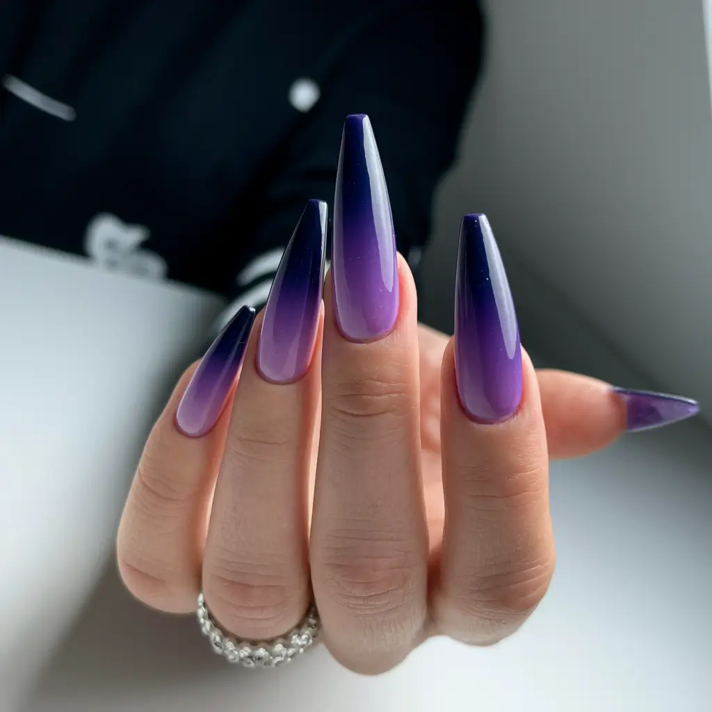fall ombré nails 2025 Violet Gradient Drama
