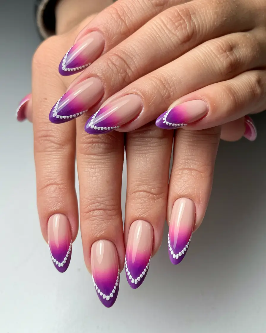 fall ombre nails designs French Twist with Purple Ombre