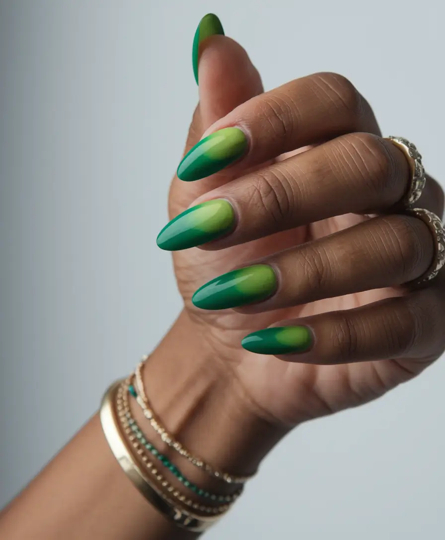 fall ombre nails ideas autumn colors Green Energy Fade