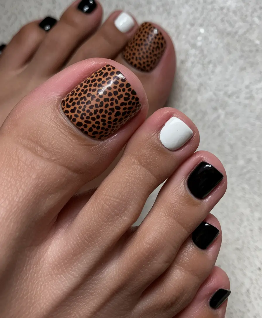 designs pedicures art ideas Leopard Luxe Meets Monochrome