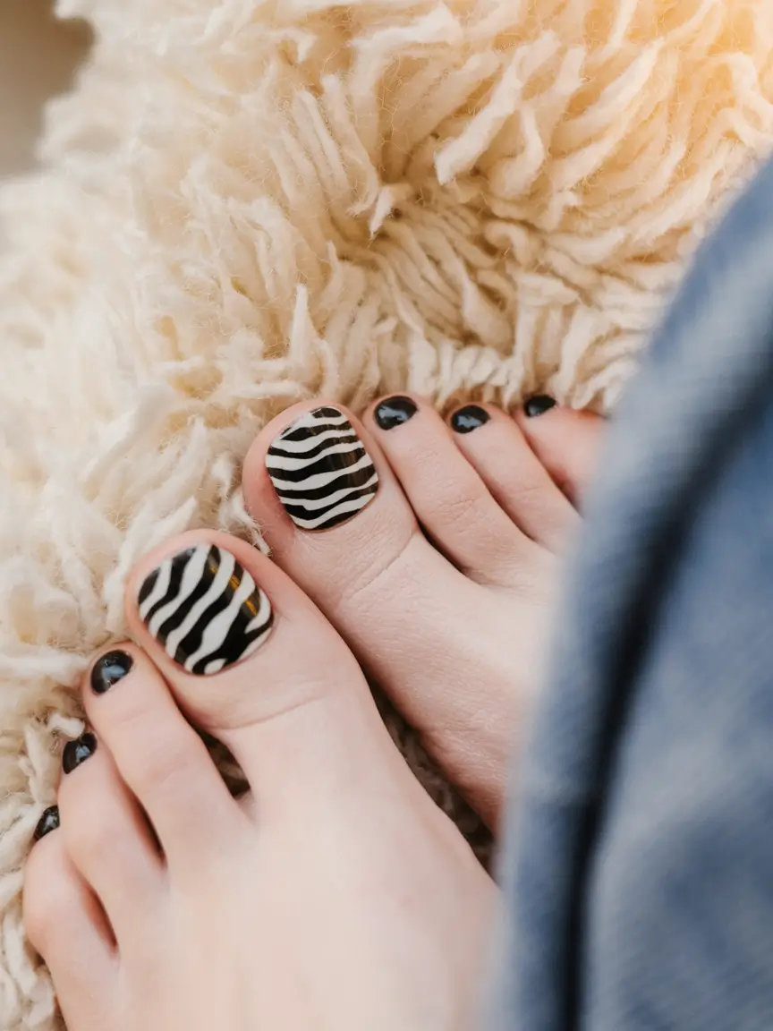 fall toe nails 2025 Animal Print Meets Espresso Tones