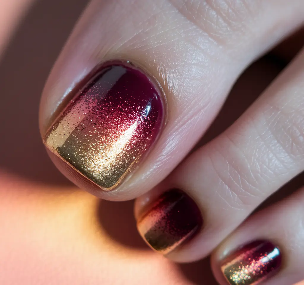 fall toe nail designs pedicures Sunset Chrome Fade