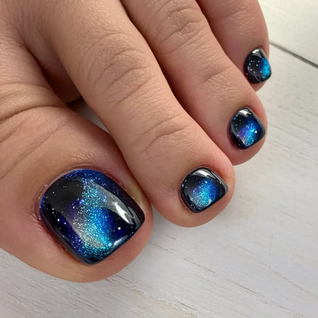 fall toe nails 2025 Celestial Galaxy Dust