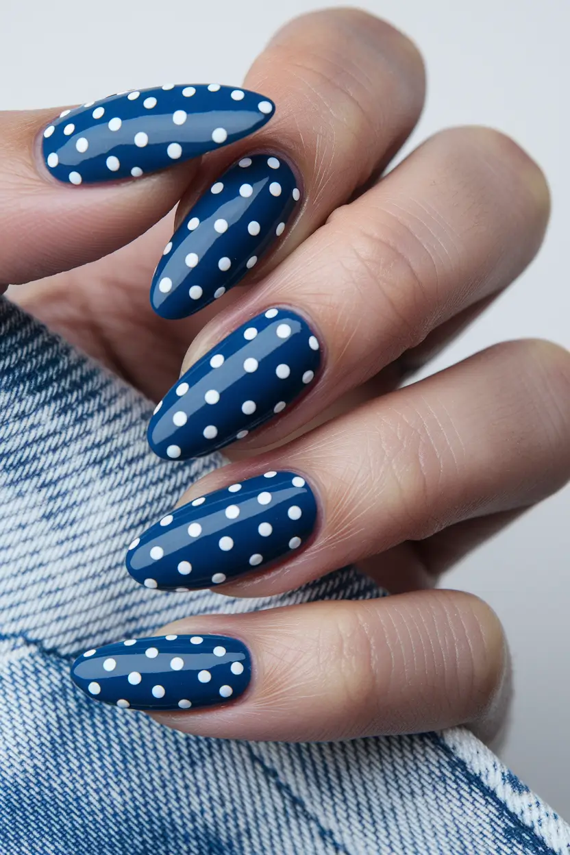 navy blue fall nails Playful Polka Chic