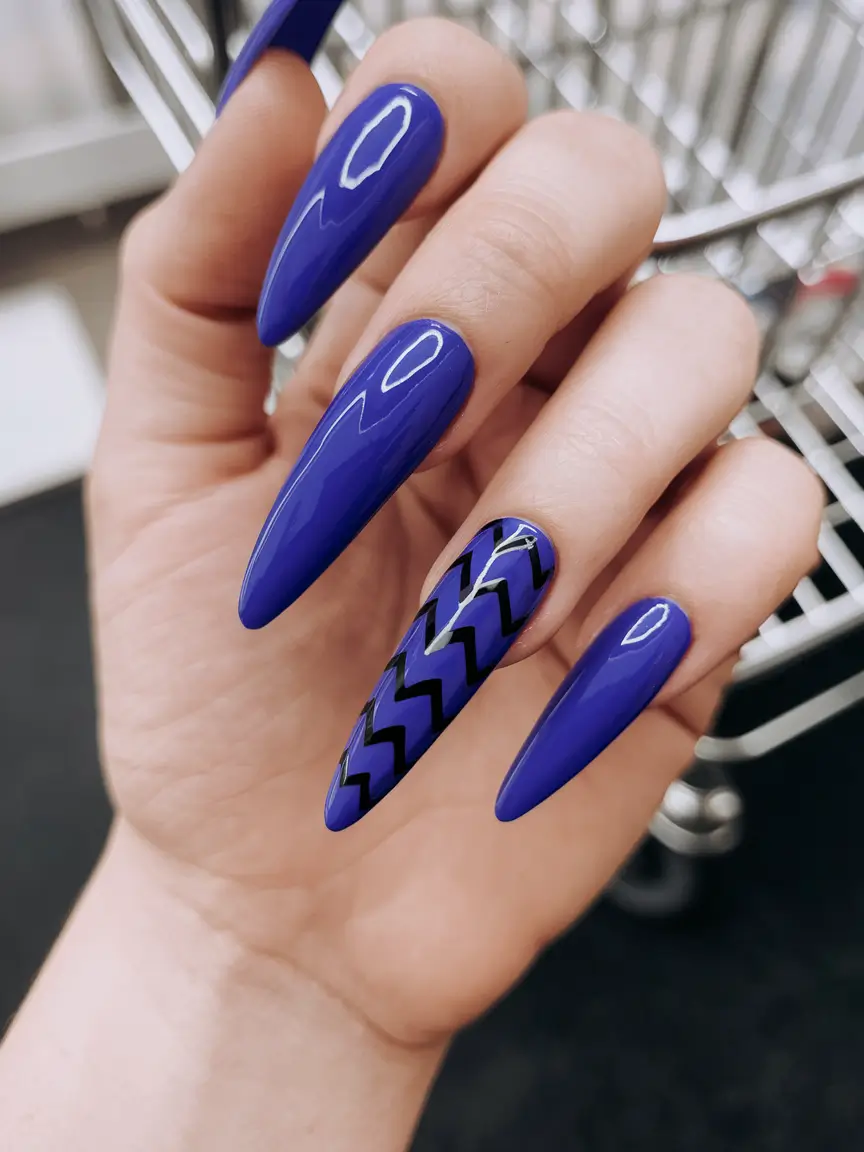 navy blue fall nails Chevron Drama