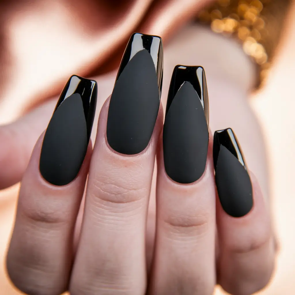 Stylish Black Fall Nails 2025 Gloss Meets Matte
