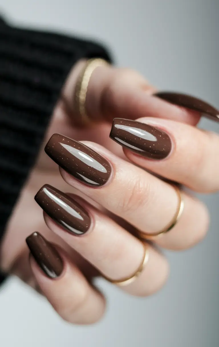 dark fall nails 2025 Glossy Espresso Drama