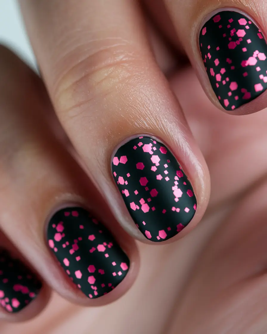 dark fall nails 2025 Confetti Pop Shorties