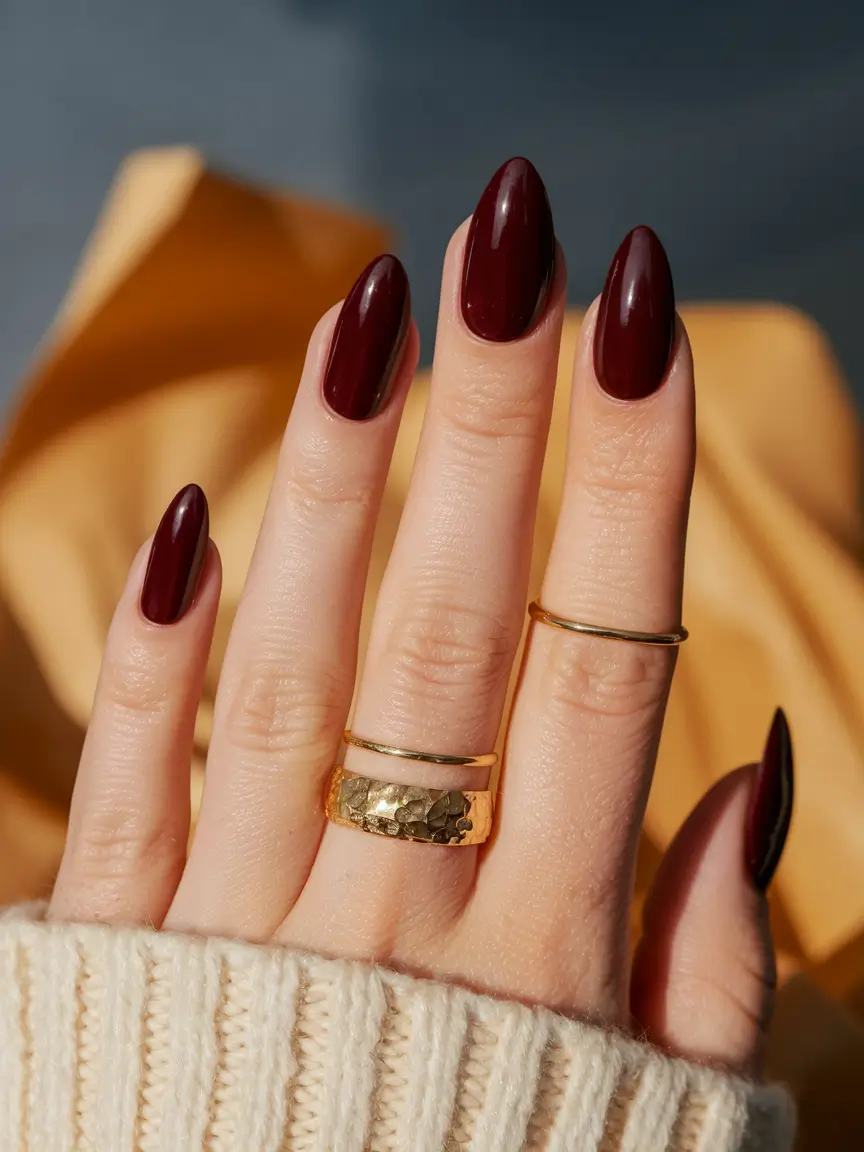 dark fall nails 2025 Classic Crimson Gloss