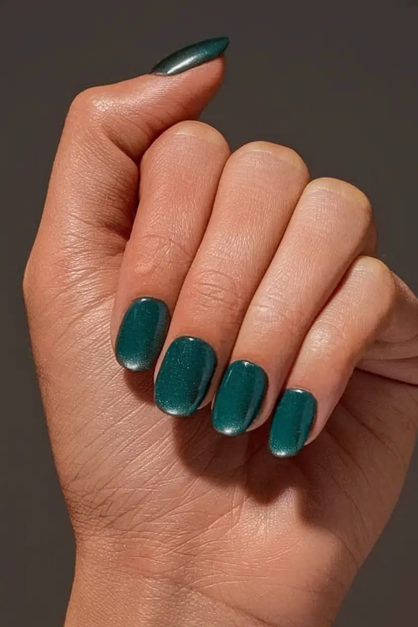 fall cat eye nails 2025 Emerald Depth